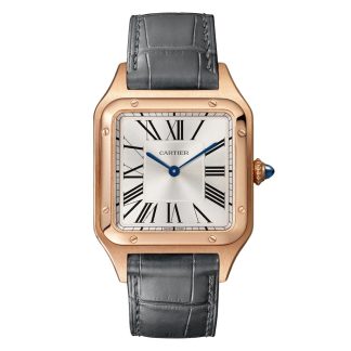 Cartier Santos-Dumont Watch Large Model Quartz Movement Rose Gold Leather WGSA0021