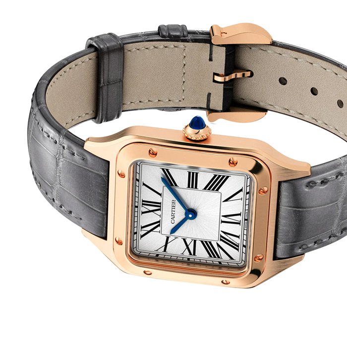 Cartier Santos-Dumont Watch Large Model Quartz Movement Rose Gold Leather WGSA0021 - Image 5