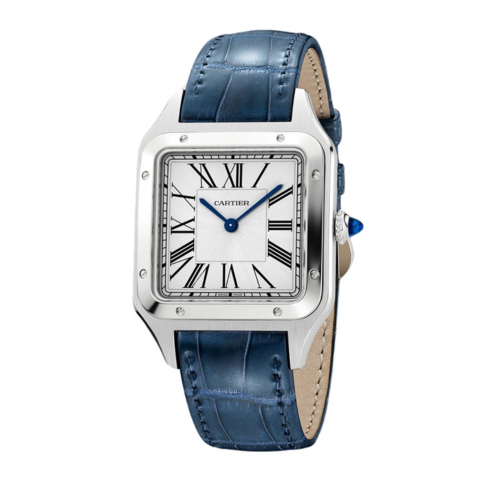 Cartier Santos-Dumont Watch Large Model Quartz Movement Steel Leather WSSA0085 - Image 2