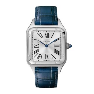 Cartier Santos-Dumont Watch Large Model Quartz Movement Steel Leather WSSA0085