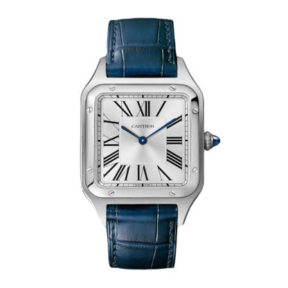 Cartier Santos-Dumont Watch Large Model Quartz Movement Steel Leather WSSA0085