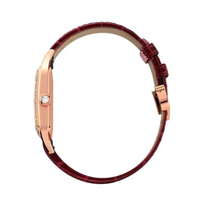 Cartier Santos-Dumont Watch Large Model Rose Gold Diamonds Leather Strap WJSA0016 - Image 3