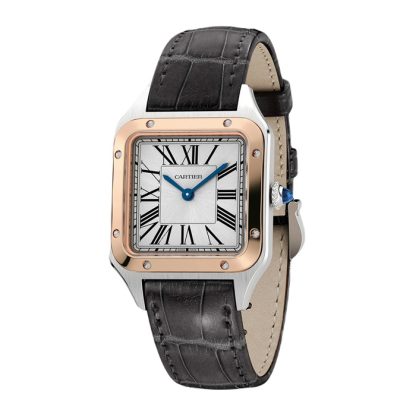 Cartier Santos-Dumont Watch Small Model Quartz Movement Pink Gold Steel Leather W2SA0012 - Image 2