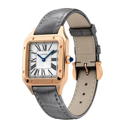 Cartier Santos-Dumont Watch Small Model Quartz Movement Rose Gold Leather WGSA0022 - Image 2