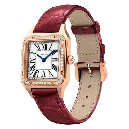 Cartier Santos-Dumont Watch Small Model Rose Gold Diamonds Leather Strap WJSA0017 - Image 2