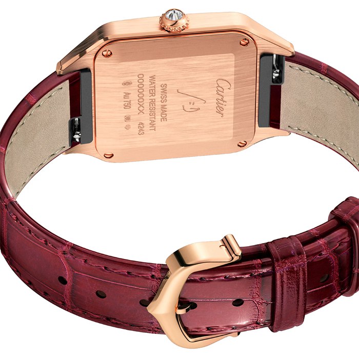 Cartier Santos-Dumont Watch Small Model Rose Gold Diamonds Leather Strap WJSA0017 - Image 4