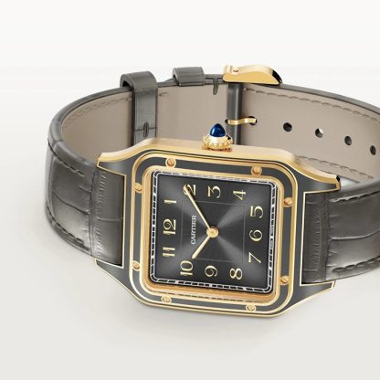 Cartier Santos-Dumont watch large model mechanical movement with manual winding 430 MC Yellow gold WGSA0097 - Image 3