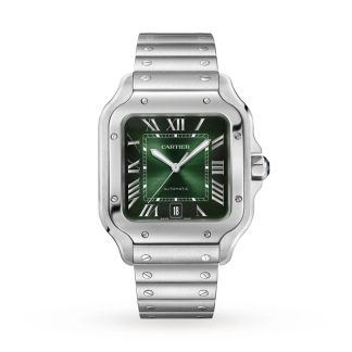 Cartier Santos de Cartier Watch Large Model Steel Automatic Interchangeable Leather Strap WSSA0062