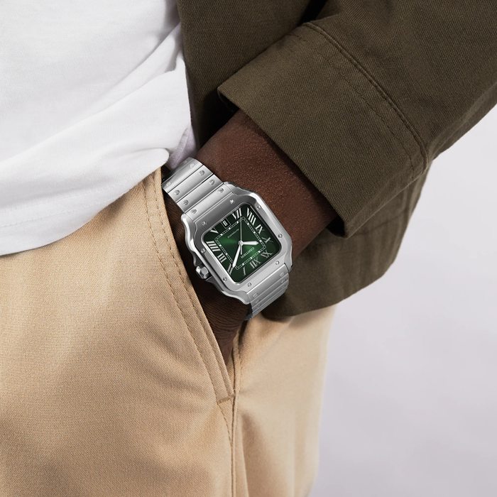 Cartier Santos de Cartier Watch Large Model Steel Automatic Interchangeable Leather Strap WSSA0062 - Image 5
