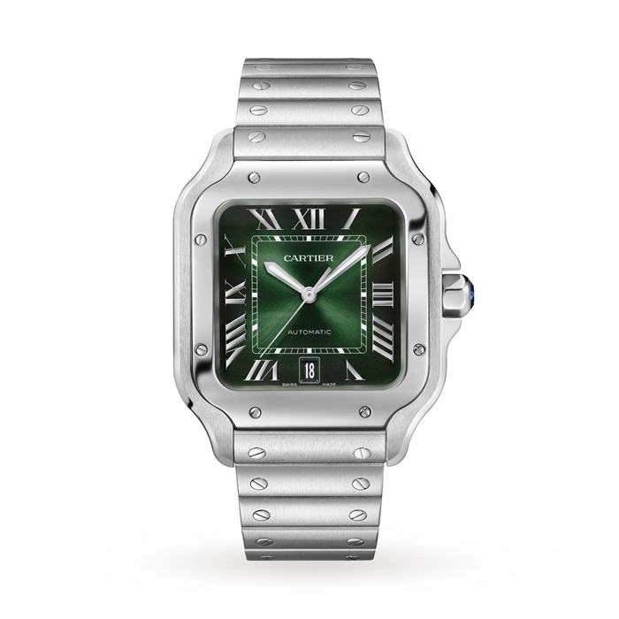 Cartier Santos de Cartier Watch Large Model Steel Automatic Interchangeable Leather Strap WSSA0062