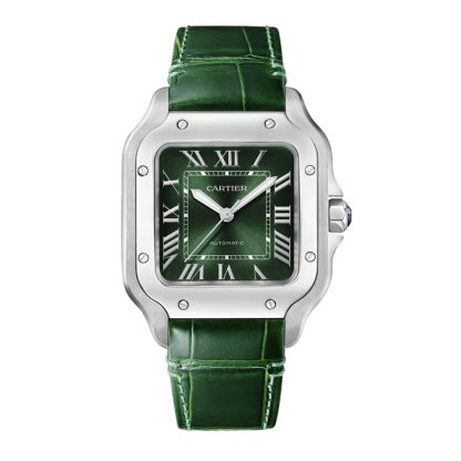 Cartier Santos de Cartier Watch Medium Model Steel Automatic Interchangeable Leather Strap WSSA0061 - Image 3