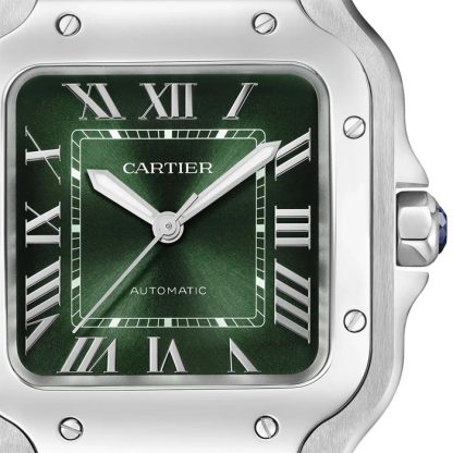 Cartier Santos de Cartier Watch Medium Model Steel Automatic Interchangeable Leather Strap WSSA0061 - Image 4