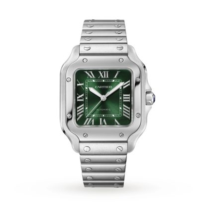 Cartier Santos de Cartier Watch Medium Model Steel Automatic Interchangeable Leather Strap WSSA0061