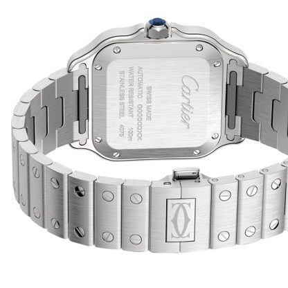 Cartier Santos de Cartier Watch Medium Model Steel Automatic Interchangeable Leather Strap WSSA0063 - Image 3