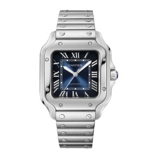 Cartier Santos de Cartier Watch Medium Model Steel Automatic Interchangeable Leather Strap WSSA0063