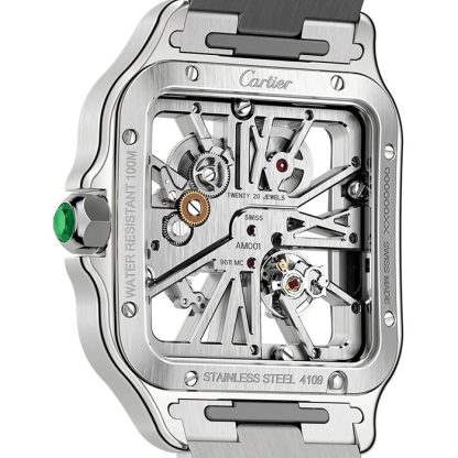 Cartier Santos watch skeleton large model Manufacture mechanical movement with manual winding WHSA0028 - Image 3