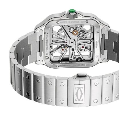 Cartier Santos watch skeleton large model Manufacture mechanical movement with manual winding WHSA0028 - Image 4