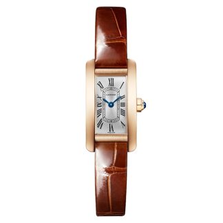 Cartier Tank Americaine Watch Mini Model Quartz Movement Rose Gold Case WGTA0341