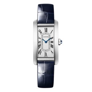 Cartier Tank Américaine Watch Small Model Quartz Movement Steel Leather WSTA0082