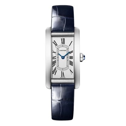 Cartier Tank Américaine Watch Small Model Quartz Movement Steel Leather WSTA0117