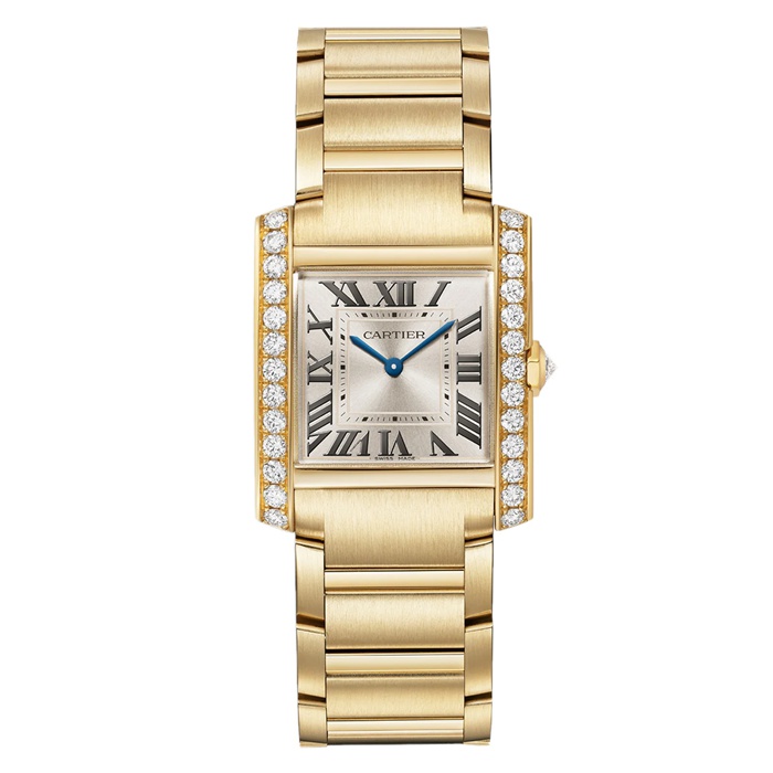 Cartier Tank Francaise Watch Medium Model Quartz Movement 18K Yellow Gold Case WJTA0061