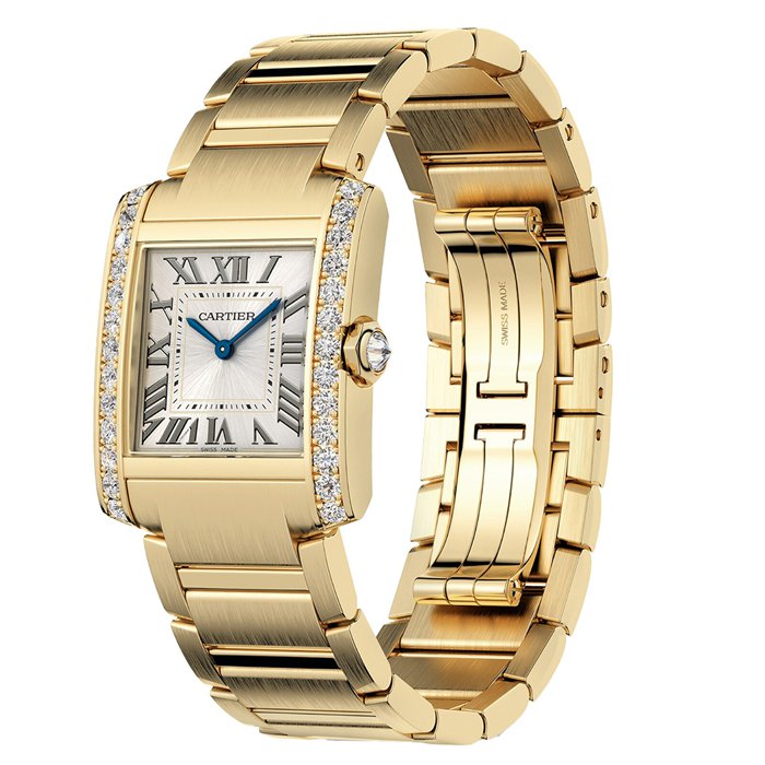 Cartier Tank Française Watch Medium Model Quartz Movement Yellow Gold Diamonds WJTA0040 - Image 3