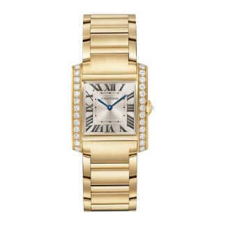 Cartier Tank Française Watch Medium Model Quartz Movement Yellow Gold Diamonds WJTA0040