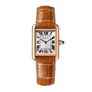 Cartier Tank Louis Cartier Watch Small Model Hand-Wound Mechanical Movement Rose Gold Leather WGTA0010