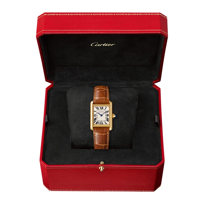 Cartier Tank Louis Cartier Watch Small Model Quartz Movement Yellow Gold Leather WGTA0342 - Image 2