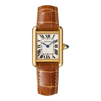 Cartier Tank Louis Cartier Watch Small Model Quartz Movement Yellow Gold Leather WGTA0342