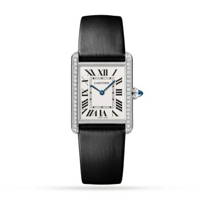 Cartier Tank Must Watch Large Model Quartz Movement Steel Diamonds W4TA0017