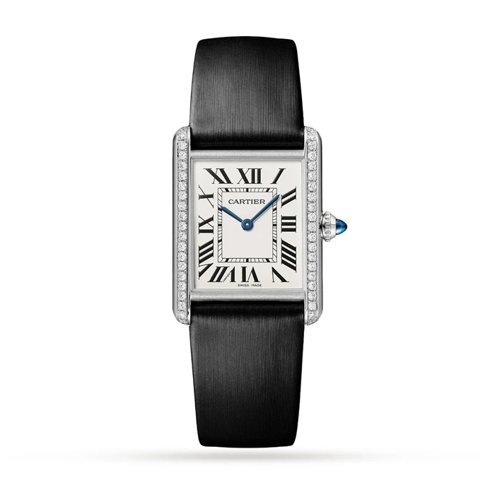 Cartier Tank Must Watch Large Model Quartz Movement Steel Diamonds W4TA0017