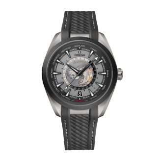 Omega Seamaster Aqua Terra 150m Co Axial Master Chronometer GMT Worldtimer 43mm Mens Watch Black Rubber O22092432299001