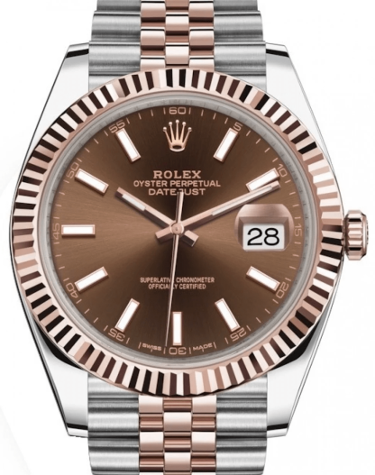 Replica Rolex Datejust 41 Rose Gold/Steel Chocolate Dial Fluted Bezel Jubilee 126331 - Image 4