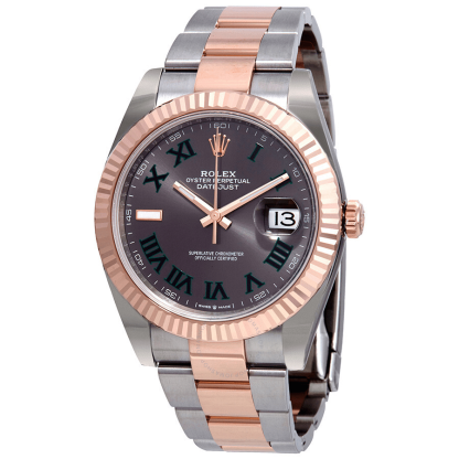 Replica Rolex Datejust 41 Rose Gold/Steel Slate Roman Dial Fluted Bezel OYSTER 126331 - Image 2
