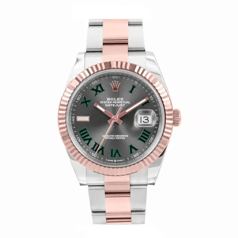 Replica Rolex Datejust 41 Rose Gold/Steel Slate Roman Dial Fluted Bezel OYSTER 126331 - Image 4