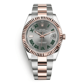 Replica Rolex Datejust 41 Rose Gold/Steel Slate Roman Dial Fluted Bezel OYSTER 126331