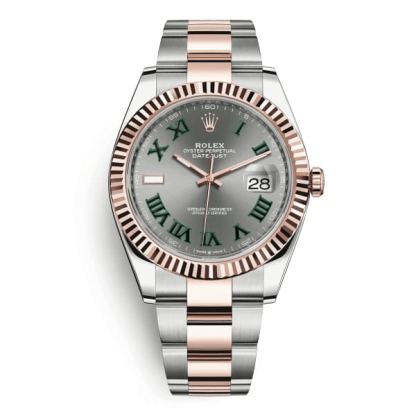 Replica Rolex Datejust 41 Rose Gold/Steel Slate Roman Dial Fluted Bezel OYSTER 126331