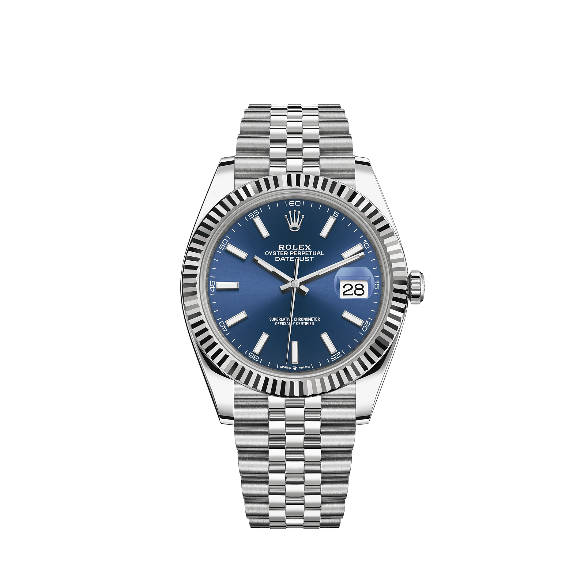 Replica Rolex Datejust 41 White Gold/Steel Blue Dial Fluted Bezel 126334 Jubilee - Image 2