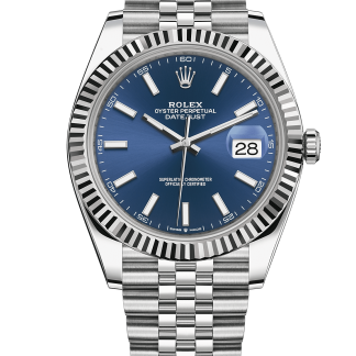 Replica Rolex Datejust 41 White Gold/Steel Blue Dial Fluted Bezel 126334 Jubilee