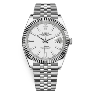 Replica Rolex Datejust 41 White Gold/Steel White Dial Fluted Bezel 126334 Jubilee