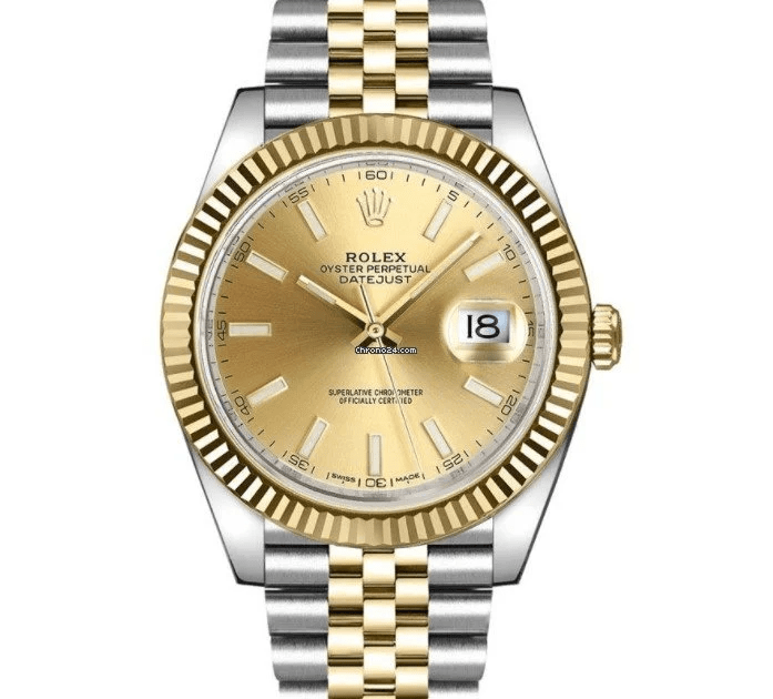 Replica Rolex Datejust 41 Yellow Gold/Steel Champagne Dial Fluted Bezel 126333 Jubilee - Image 2