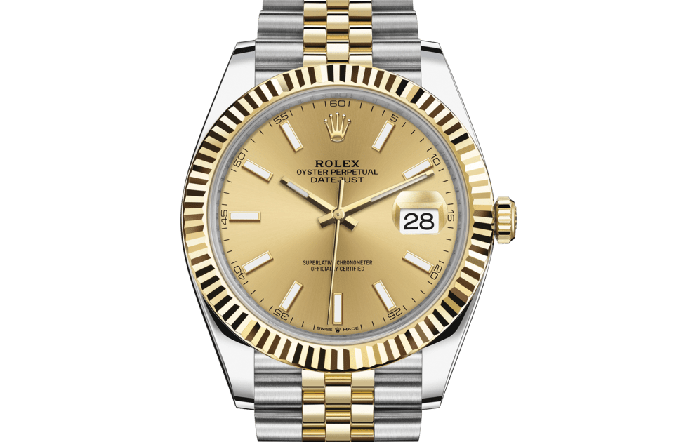 Replica Rolex Datejust 41 Yellow Gold/Steel Champagne Dial Fluted Bezel 126333 Jubilee - Image 4