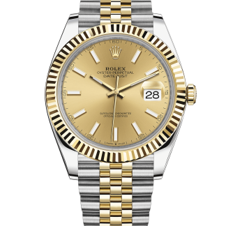 Replica Rolex Datejust 41 Yellow Gold/Steel Champagne Dial Fluted Bezel 126333 Jubilee