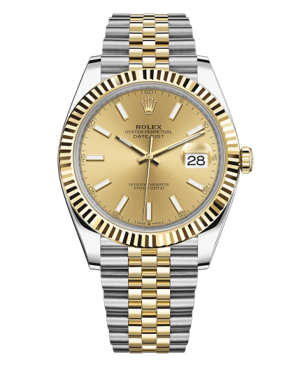 Replica Rolex Datejust 41 Yellow Gold/Steel Champagne Dial Fluted Bezel 126333 Jubilee