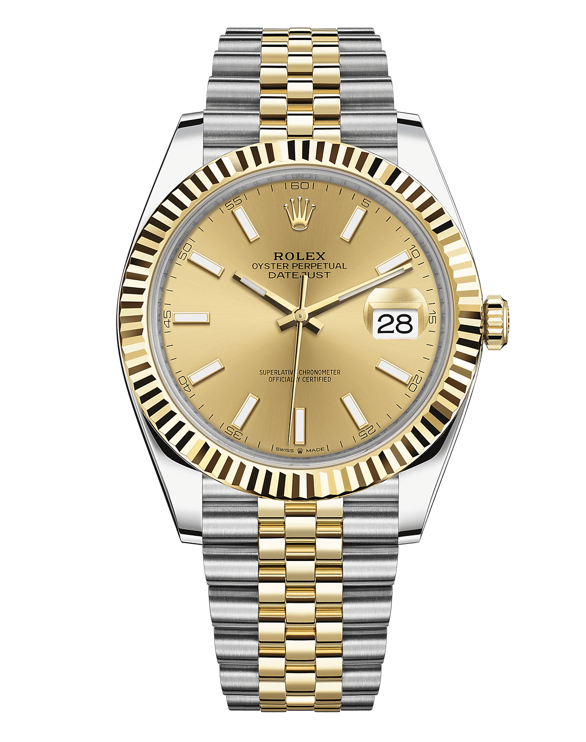 Replica Rolex Datejust 41 Yellow Gold/Steel Champagne Dial Fluted Bezel 126333 Jubilee