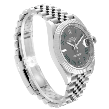 Replica Rolex Datejust 41mm White Gold/Steel Slate Roman Dial Fluted Bezel 126334 Jubilee - Image 4
