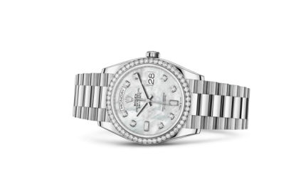 Replica Rolex Day-Date 36 Oyster 36 mm white gold and diamonds 128349RBR - Image 2