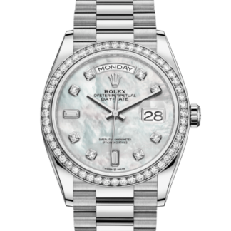 Replica Rolex Day-Date 36 Oyster 36 mm white gold and diamonds 128349RBR