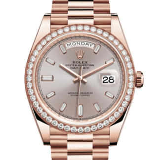 Replica Rolex Day-Date 40 Oyster 40 mm Everose gold and diamonds 228345RBR